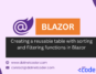 Creating a reusable table with sorting and filtering functions in Blazor