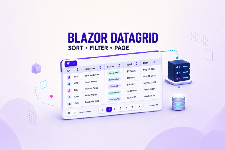 Reusable Blazor DataGrid with QuickGrid sorting, filtering, pagination, and server data
