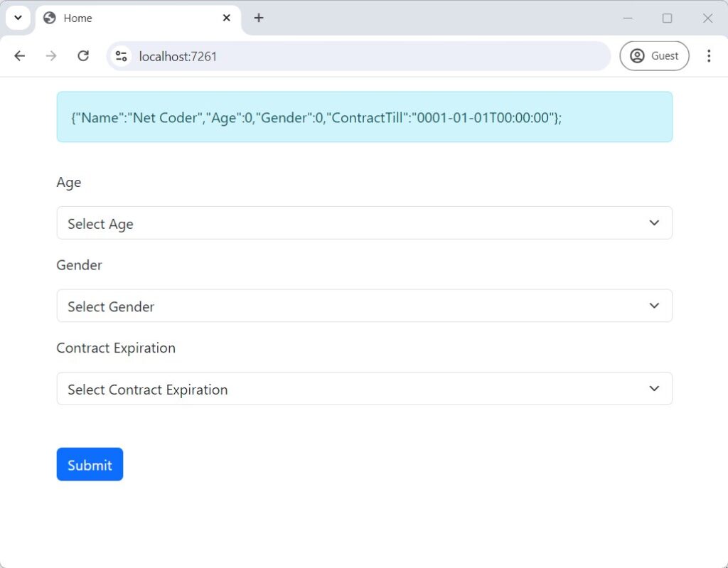 Building a Reusable Blazor Select Component Blazor Select Component in action