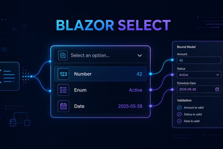 Reusable Blazor select component with typed binding and validation