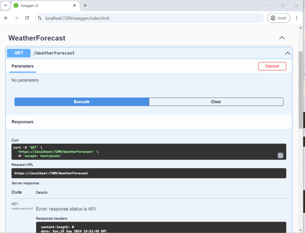401 status code