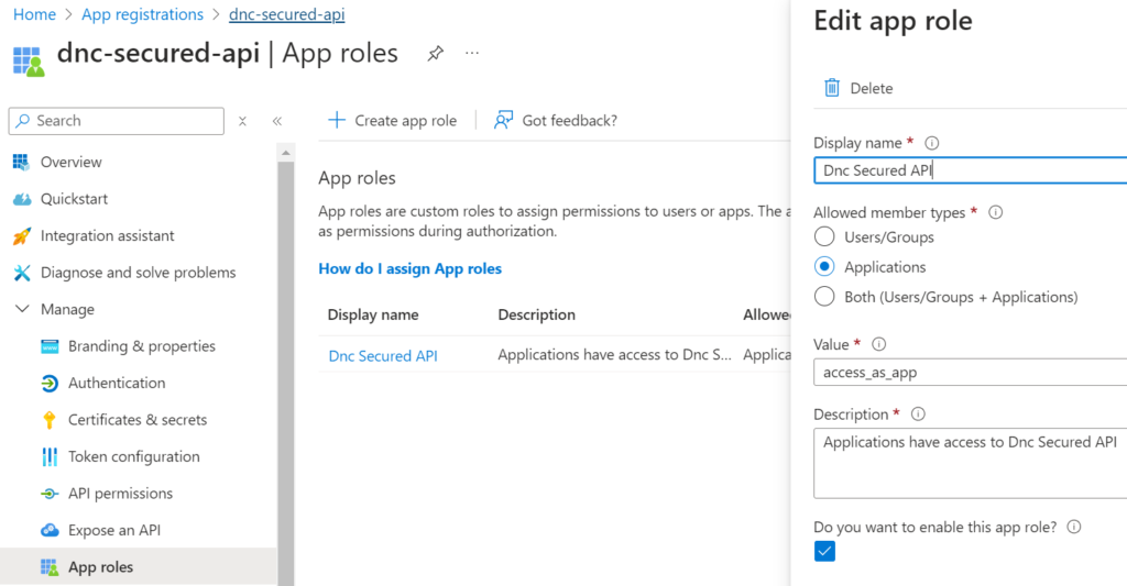 Client Credentials Flow in Entra ID Create app role