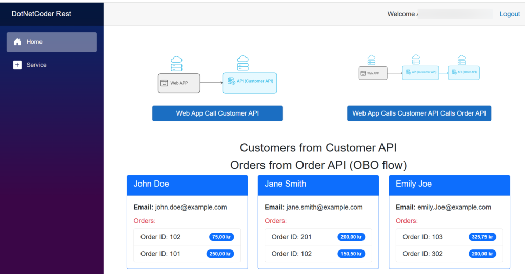 Reusable HttpClient service in ASP.NET Core Integrated with Entra ID httpclient service in action (obo flow)