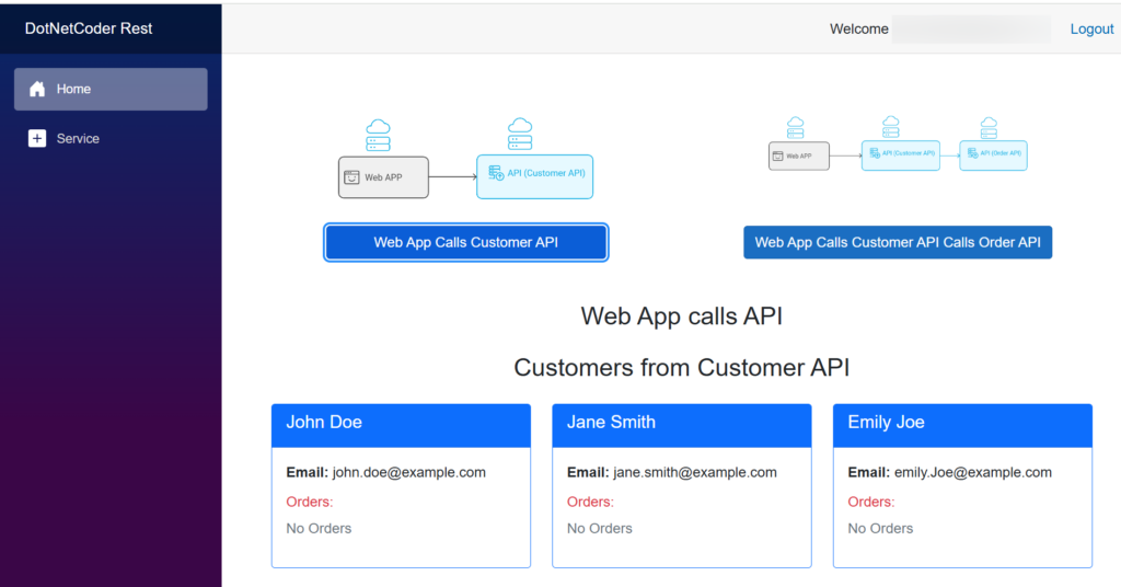 Reusable HttpClient service in ASP.NET Core Integrated with Entra ID web app calls secured api