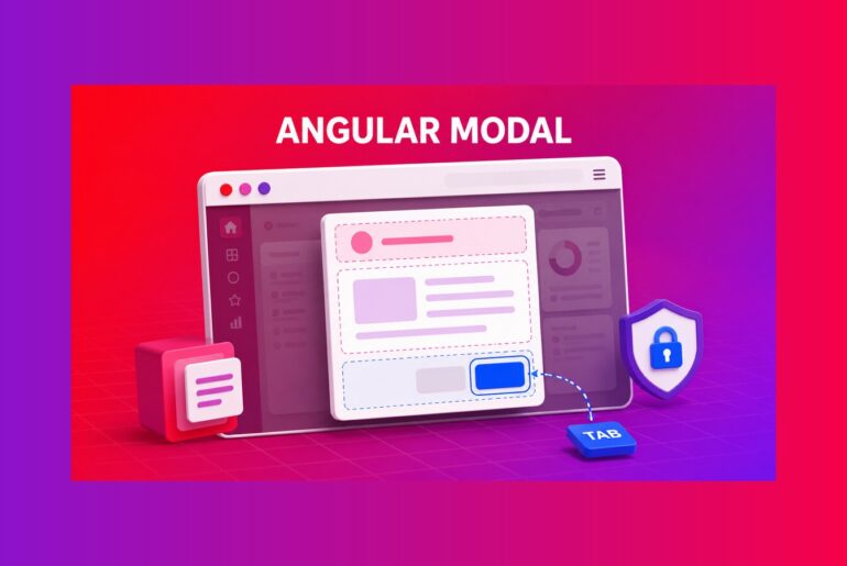 Reusable Angular modal component with projected header, body, footer, and keyboard focus cue