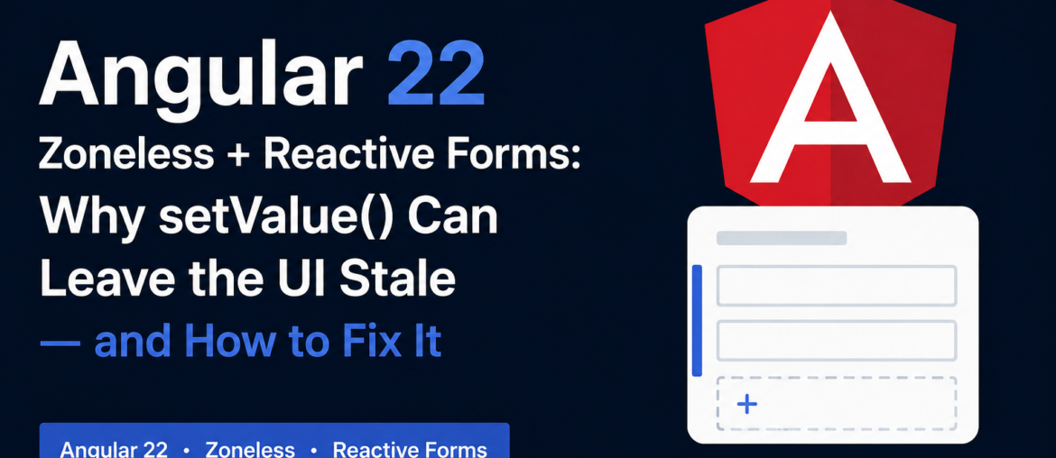 Angular 22 zoneless Reactive Forms stale UI with setValue
