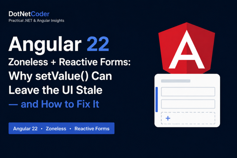Angular 22 zoneless Reactive Forms stale UI with setValue