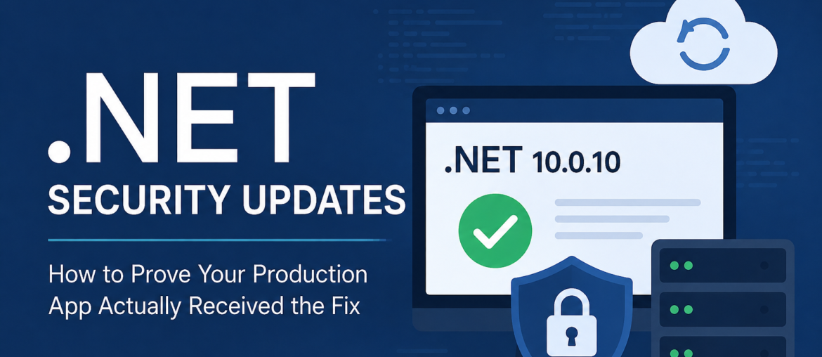.NET security updates showing production runtime verification for .NET 10.0.10
