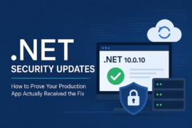 .NET security updates showing production runtime verification for .NET 10.0.10