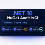 .NET 10 NuGet Audit in CI showing transitive dependency tracing and vulnerability remediation.