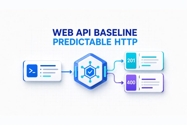 ASP.NET Core Web API production baseline showing request validation and consistent responses