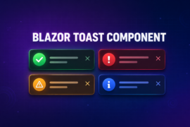 Reusable Blazor toast component with queued accessible notifications