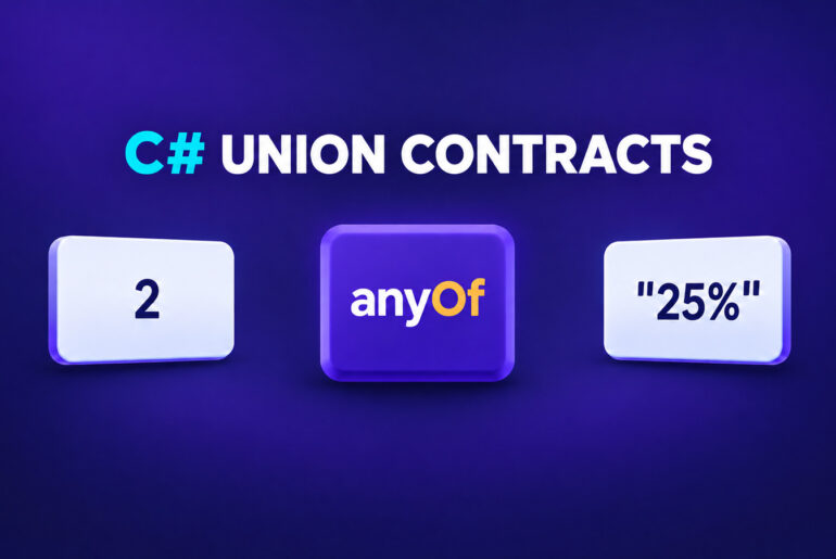 C# union contract represented by number and string JSON payload cards joining an OpenAPI anyOf schema
