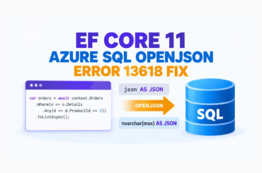 EF Core 11 query translating Azure SQL OPENJSON from json AS JSON to nvarchar max AS JSON