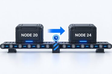 GitHub Actions Node.js 20 runtime moving through a checkpoint to Node.js 24