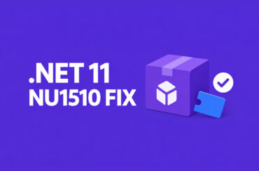 NU1510 in .NET 11 illustrated by a package box, detached dependency tab, and verification check