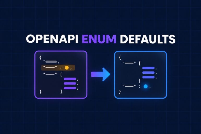 OpenAPI enum default moving from a shared schema into a corrected inline enum schema.