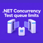 Admission gate and waiting token illustrating .NET concurrency queue limits.