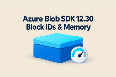 Azure Blob SDK 12.30: block IDs and download memory, shown with a storage block and gauge.
