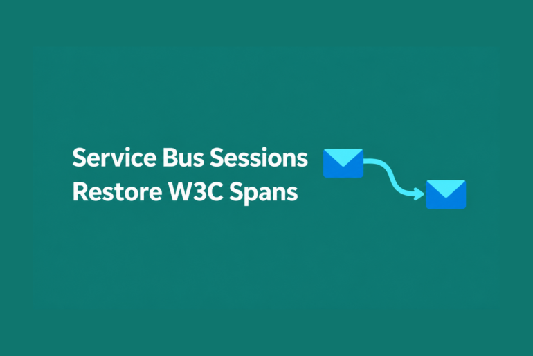Service Bus sessions: restore W3C spans with linked message envelopes.