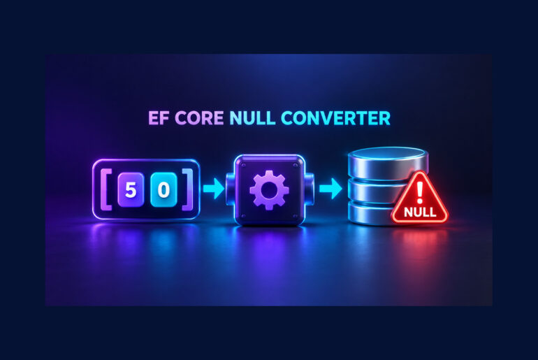 An EF Core primitive collection passes through a converter and hits a null hazard before database storage.