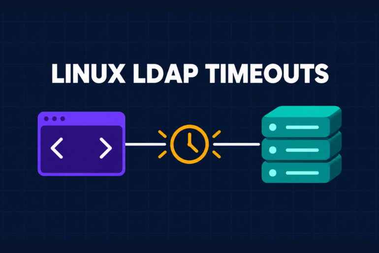 A Linux application terminal connected to an LDAP server through a timeout clock.